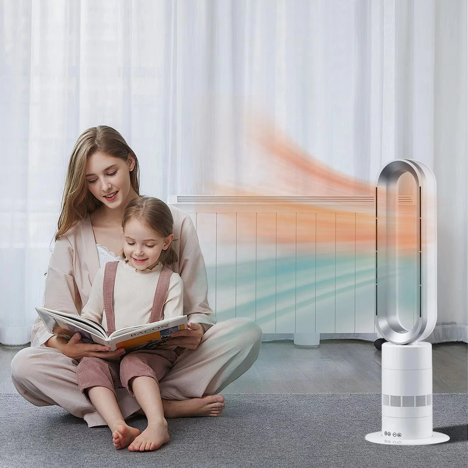 Factory Supply Durable ABS Material 1950W  2 In One Winter Fast Warm Electric PTC Bladeless Space Heater Fan