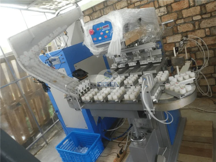 Mini contact lenses 2 color ink cup manual pad printer with Shuttle tennis/golf ball tee pad printing machine