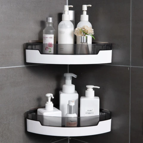 Shower Caddy Corner Shelf Plastic ABS and AS Material Shelves Wall Mount Corner Shelf In The Bathroom