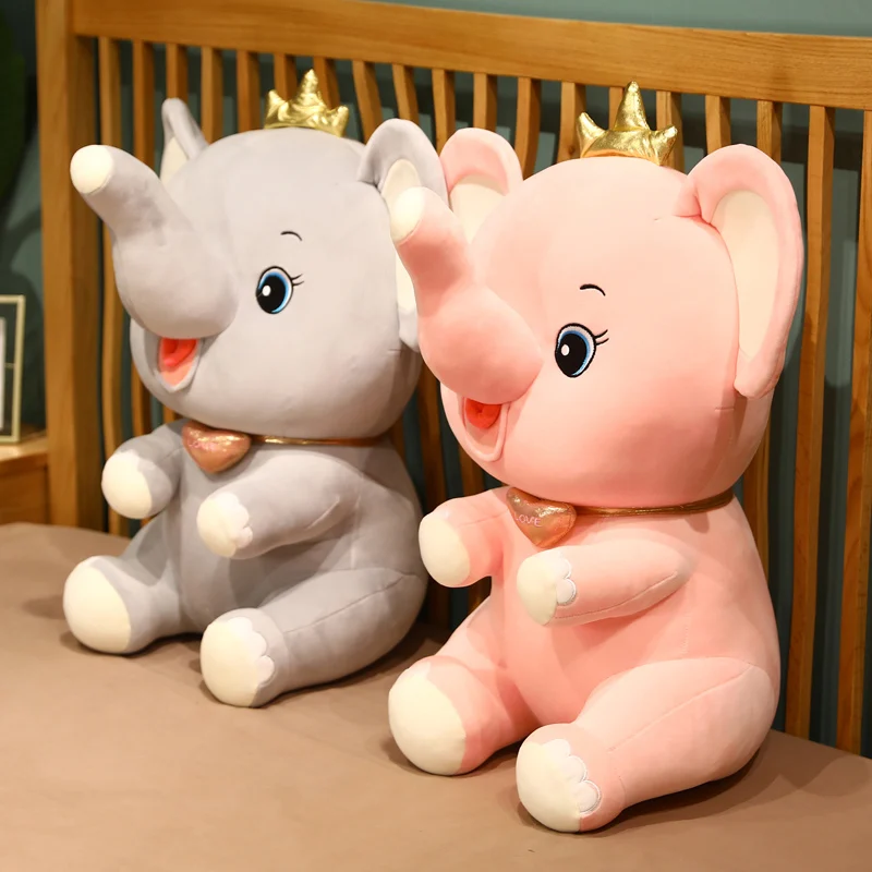 Custom Bedtime Baby Elephant Plush Toys Stuffed Animal Toys Creative Gray Pink Big Ears Soft Plush Elephant