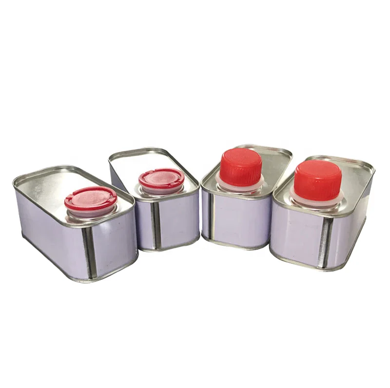 250ml 1/2 Pint Square Tin Metal Can Empty Paint and Engine Oil Canister with Plastic Lids Wholesale Metal Cans