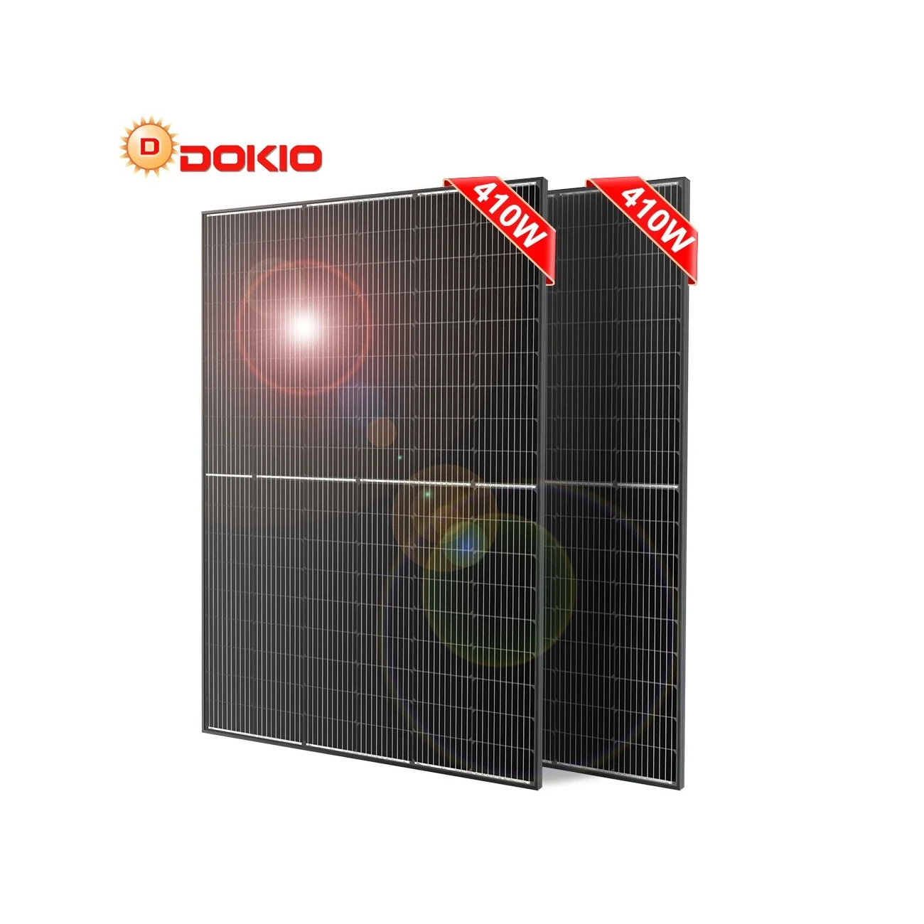 DOKIO 2pcs All black mono half cell  400W Mono balcony power plants  Solar Panels Waterproof solar for home 800W