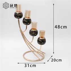 Best Quality Gift Wedding Luxury Table Stepped Candelabra Four Arms Centerpieces Candle Holder