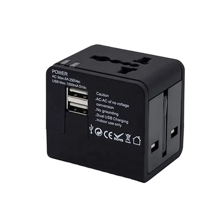 Universal Voltage Converter OEM Logo International Power Adaptor American Standard Travel Adapter 2 USB