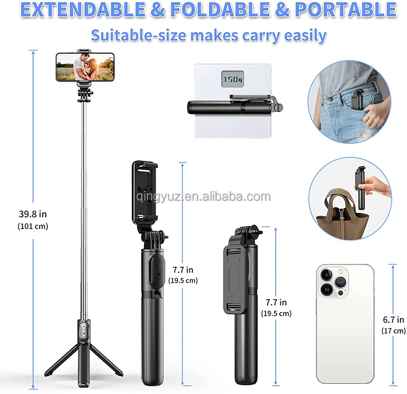 New Products 65CM~100CM Flexible Selfie Stick with Remote Video Tripod For Gopro Travel Multifunction Selfie Stick For Tik Tok
