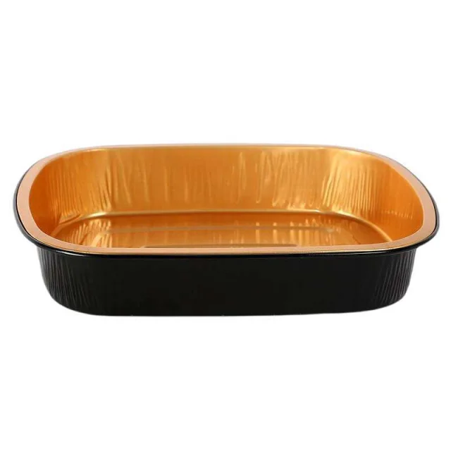 Оптовая продажа с завода, экологически чистый Разлагаемый материал, одноразовая фольга, алюминиевая коробка для выноса, высококачественный черный и золотой