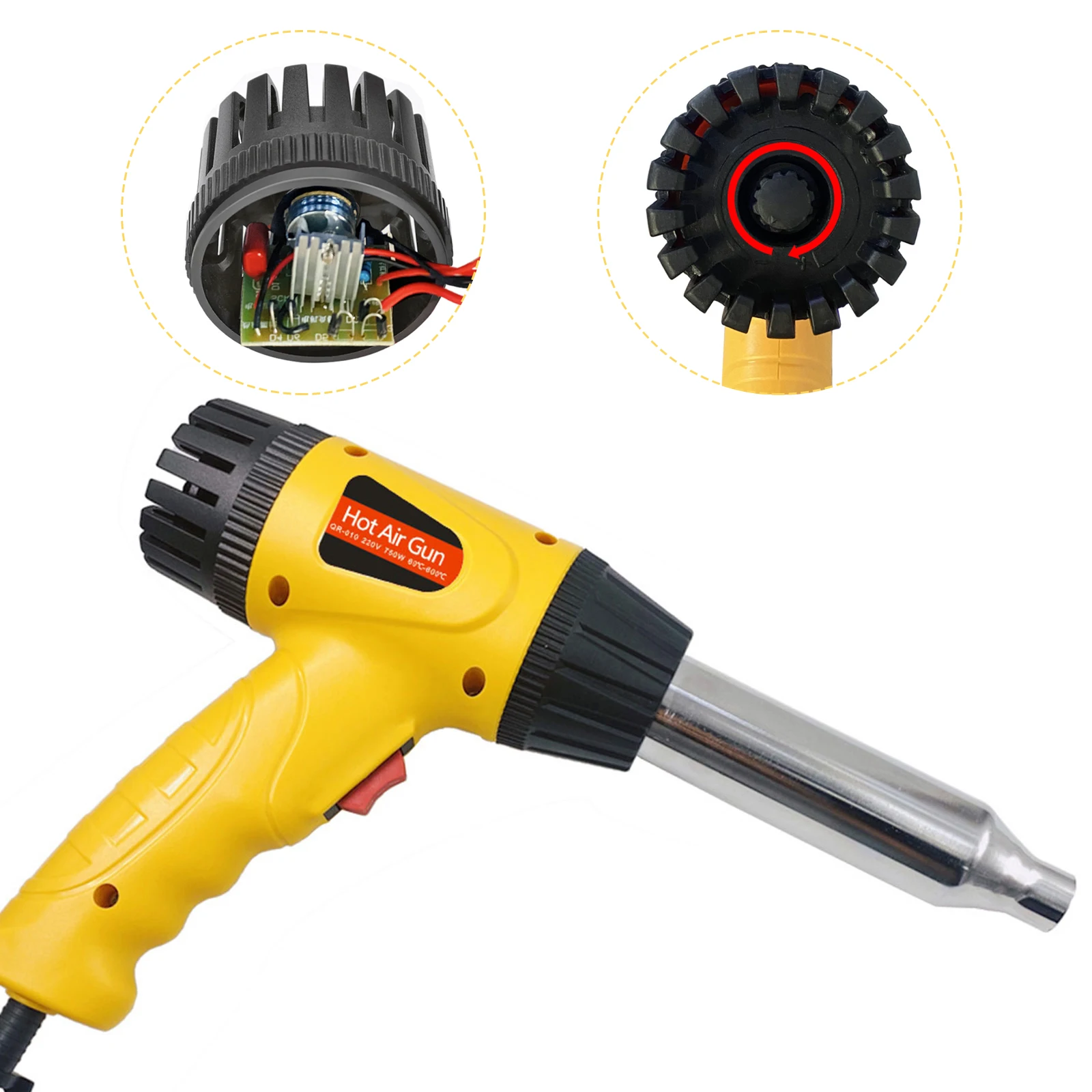 DIY Grade Industrial Heat Gun with Overheat Protection 2 Temperature Hot Air Electric Power Source 220V Rated Voltage