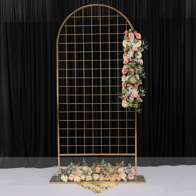 Golden wedding stage decoration sets party flower set backdrop wedding design