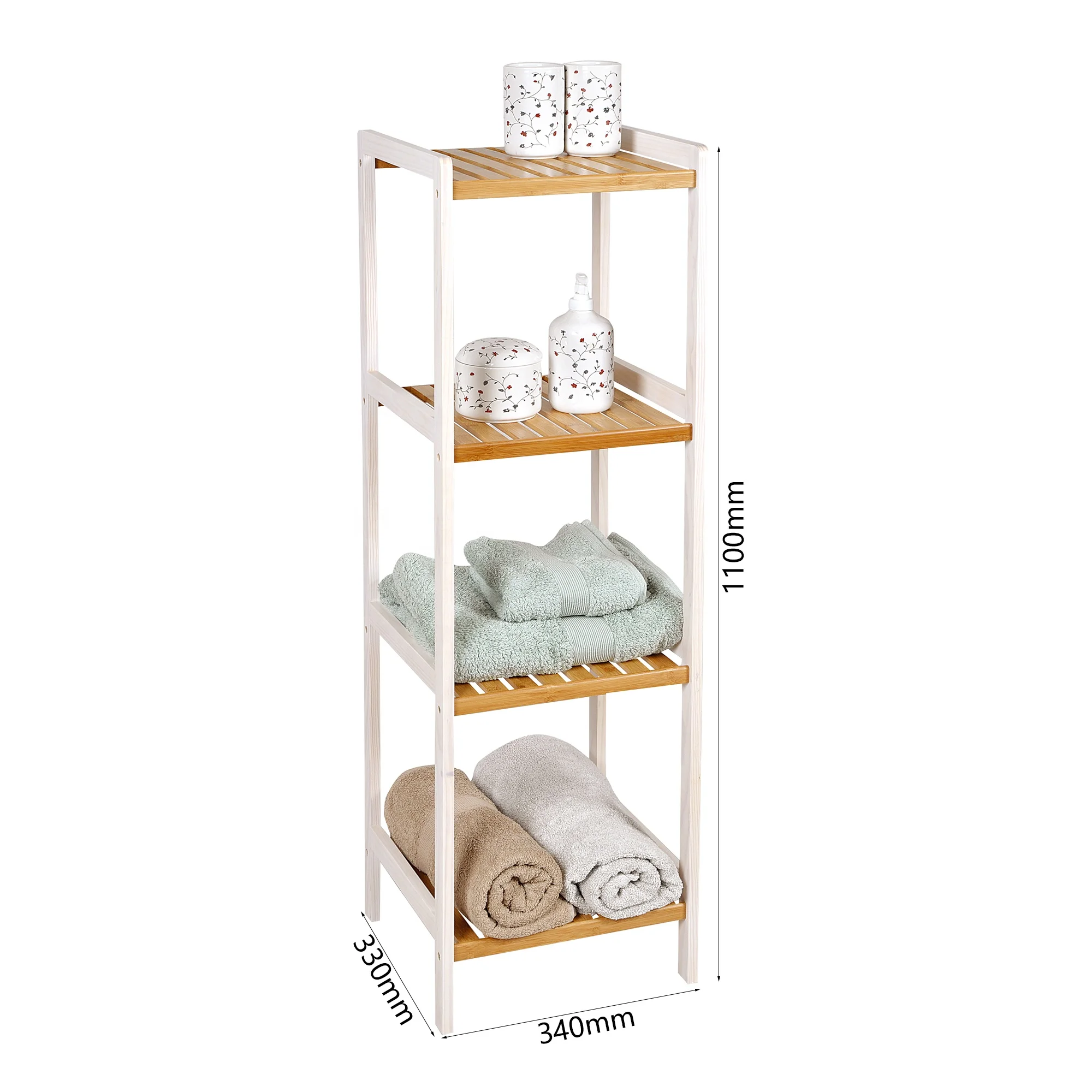 Elegant living room wooden storage holders & bamboo corner shelf racks