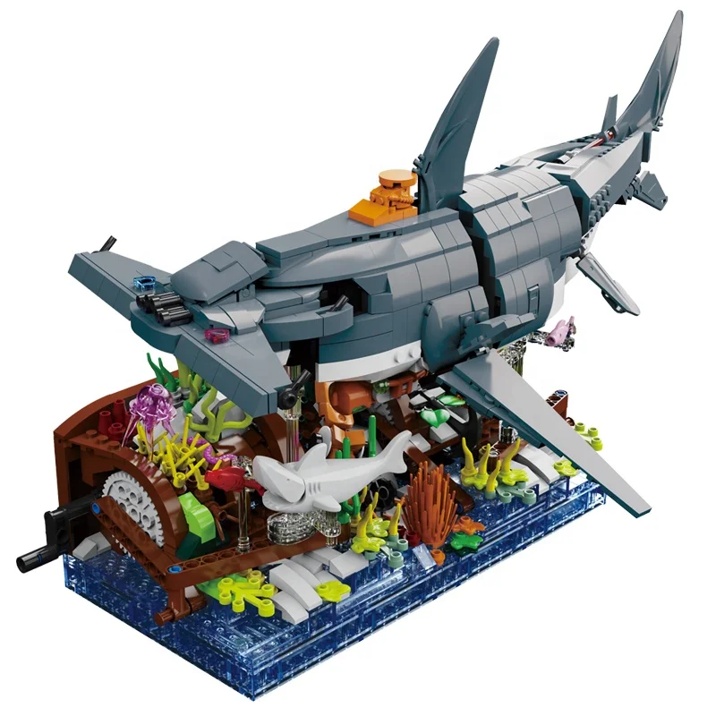 Creative MOC Simulation Shark&Skate Model Gear Linkage Building Block Sets DIY Assembly Toys Best Educational For 6+