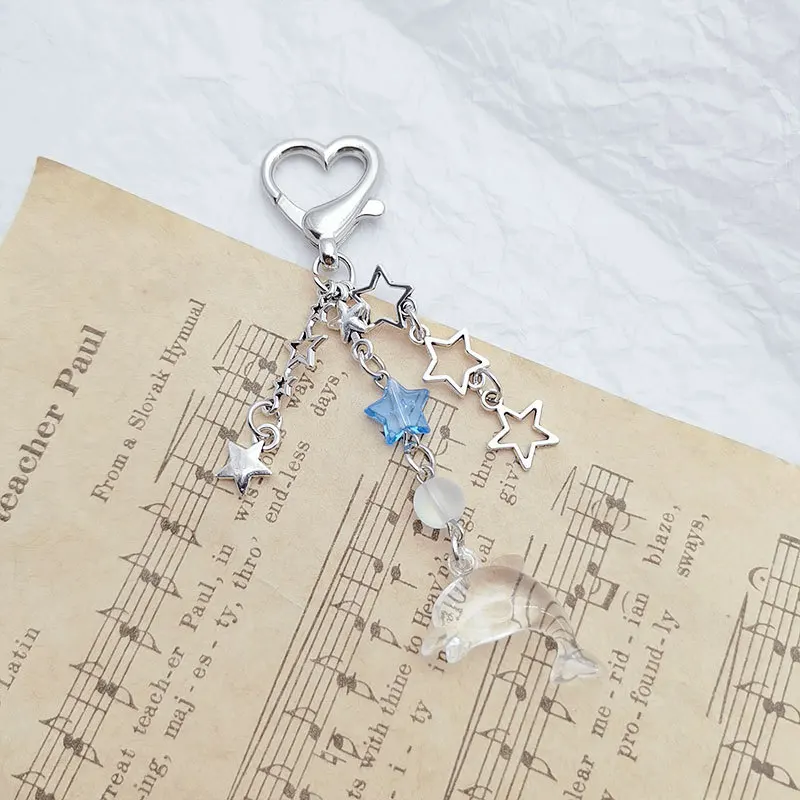 Wholesale Y2K Star Keychain Dolphin Metal Keychain Ocean Animal Keychain Charms Oceanarium Souvenir Gift