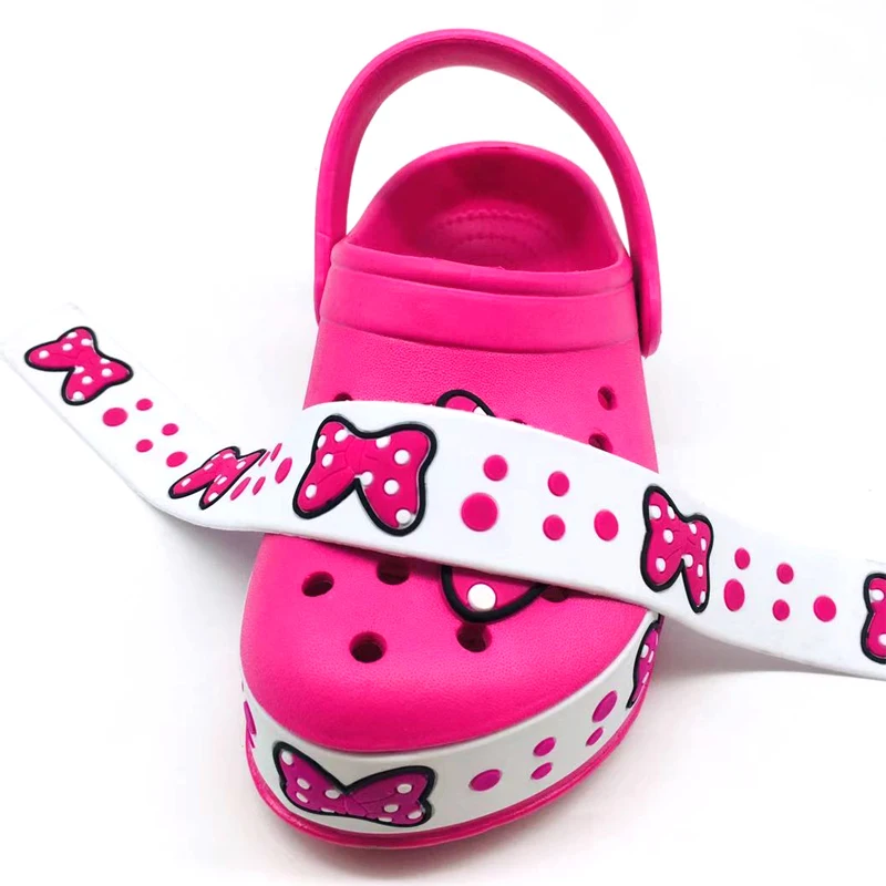 Customized 3Ddesign soft PVC welt straps belts clog shoes lace charms ornaments garden shoes accessories webbings decoration