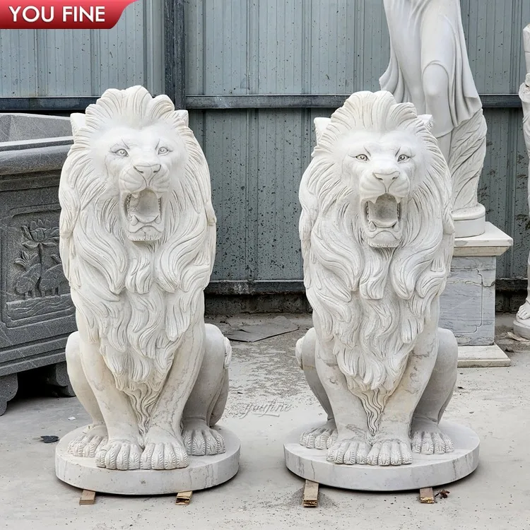 Большой бетонный мраморный лев сад резная статуя