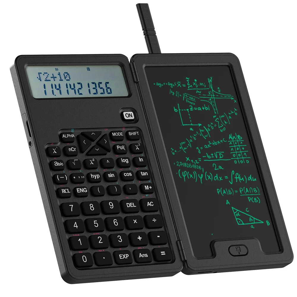NEWYES 82MS Study Calculator 5 Inch Writing Pad Replaceable Battery 12 Digits Scientific Calculator with Notepad