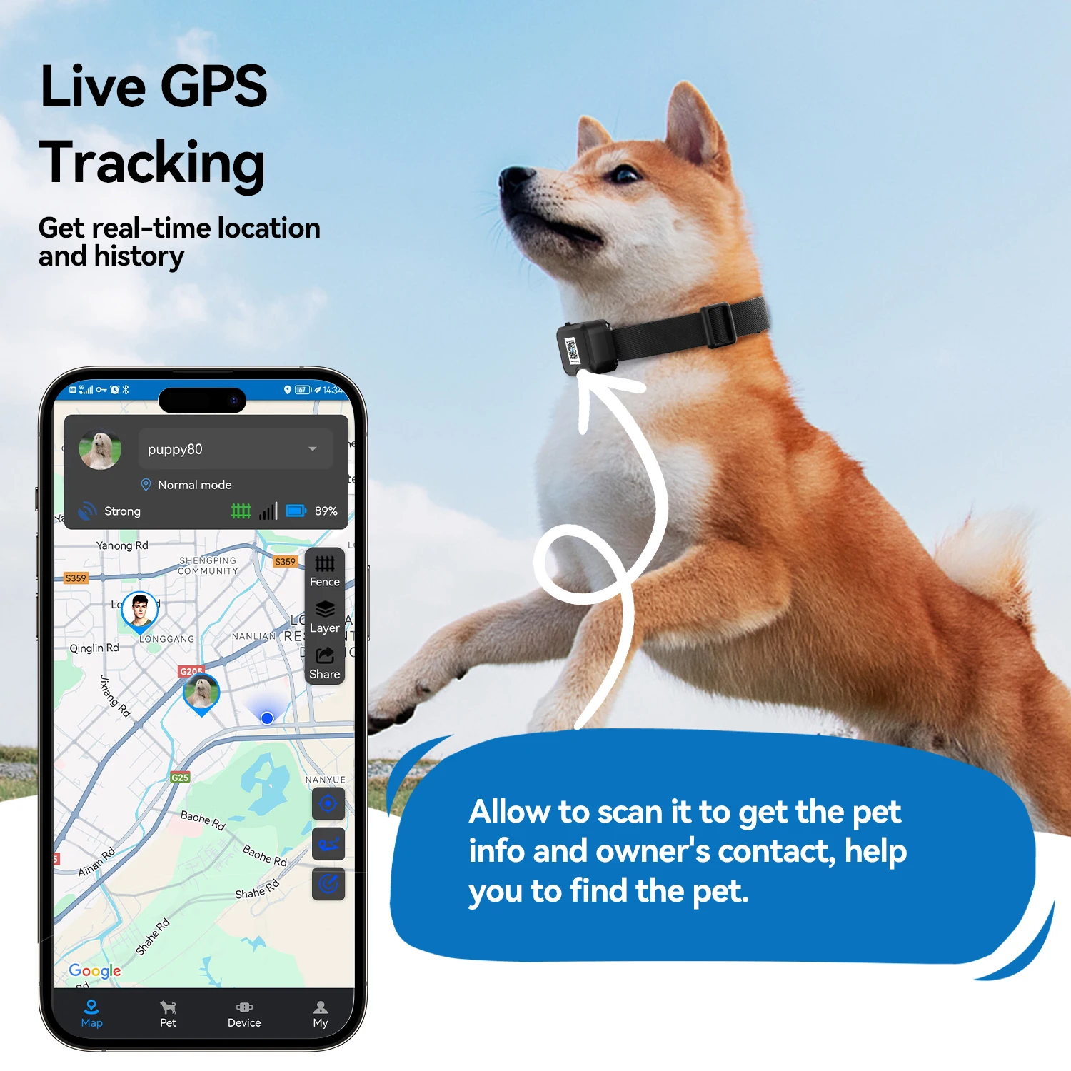 Высокочувствительное устройство для поиска собак трекер беспроводной GPS-трекер с точностью 2 метра водонепроницаемость IP67