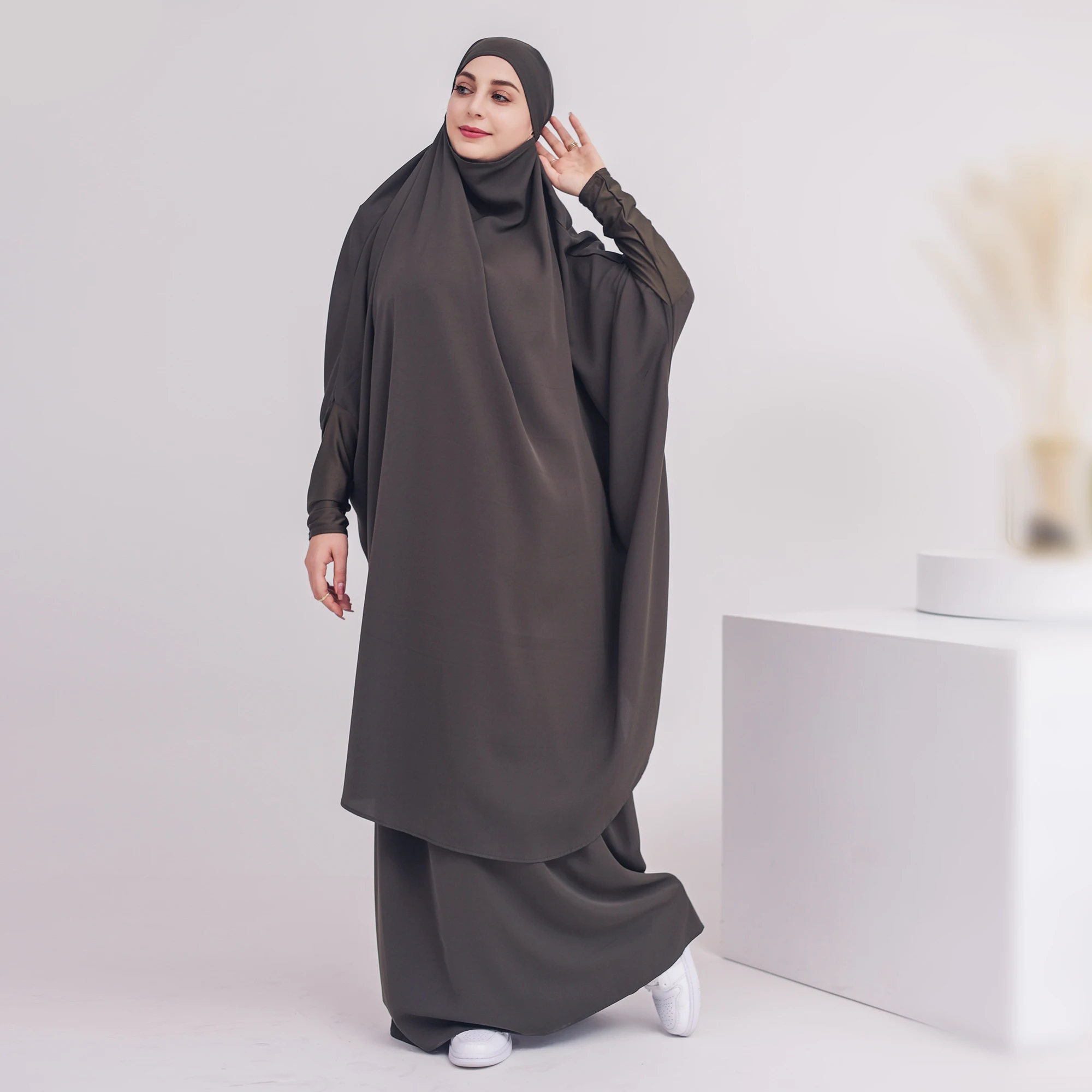 9 colors nida material women clothes dress islamic clothing dresses prayer abaya muslim jilbab 2 pieces wholesale