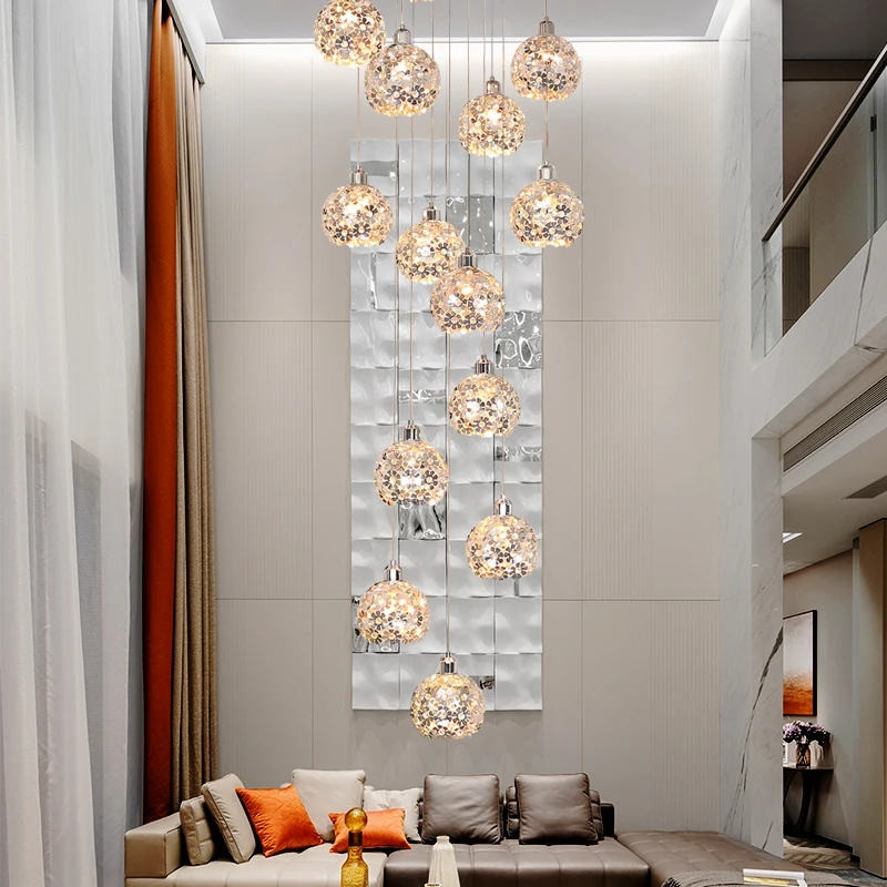 Modern Luxury  Chandelier For High Ceiling Hotel Home Staircase Stair  Long Crystal Grass Ceiling Chandeliers & Pendant Lights