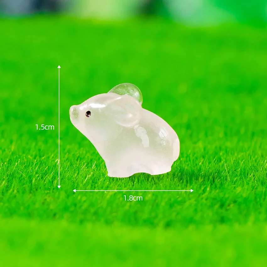 Crystal Cute Pig Miniatures Resin Toy Accessories Ornament Luminous Fairy Pond Lawn Decoration Bonsai Decor