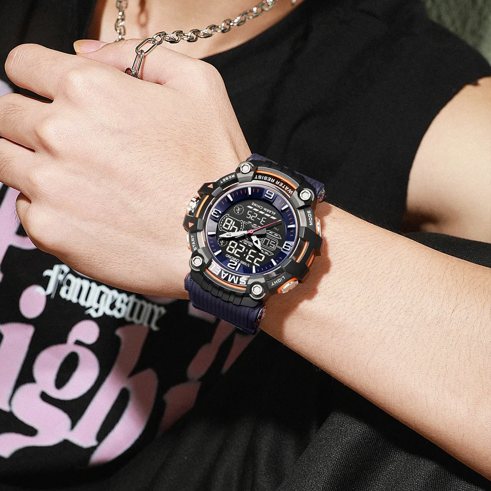 SMAEL 8089 analog digital wrist watch 5 atm waterproof digital Reloj Mens wrist watch good quality