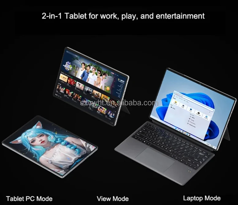 2 in 1 laptop computer 14.1 inch tablet pc window 11 In--tel CPU RAM 16GB ROM 1TB tablet keyboard