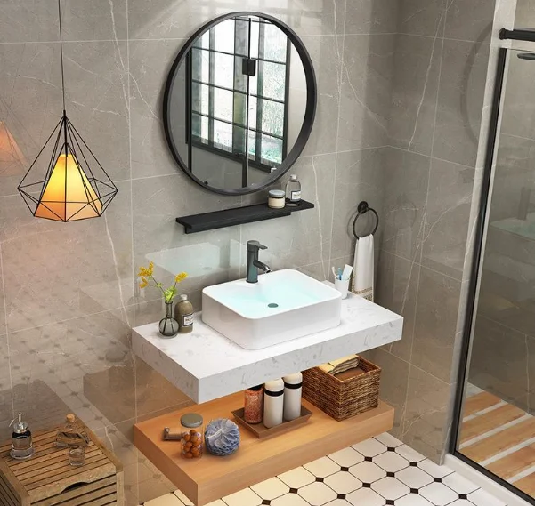 Marble Bathroom Cabinet Small Unit Nordic Face Wash  Basin Bathroom Cabinet Combination Toilet Washing Table Basin