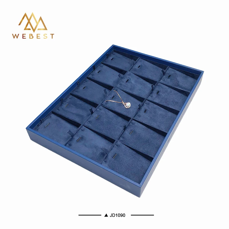 Webest Large Capacity Ring Display Tray Jewelry Flannel Presentation Tray Jewelry Storage Tray