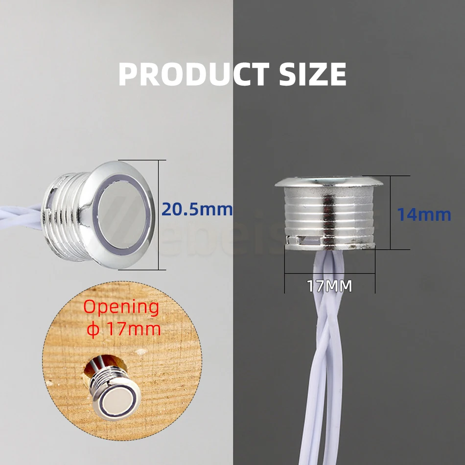 Mini Touch Dimmer Sensor Switch Concealed Induction On/Off Controller DC 12V 24V for Cabinets Wardrobes Kitchens LED Lighting