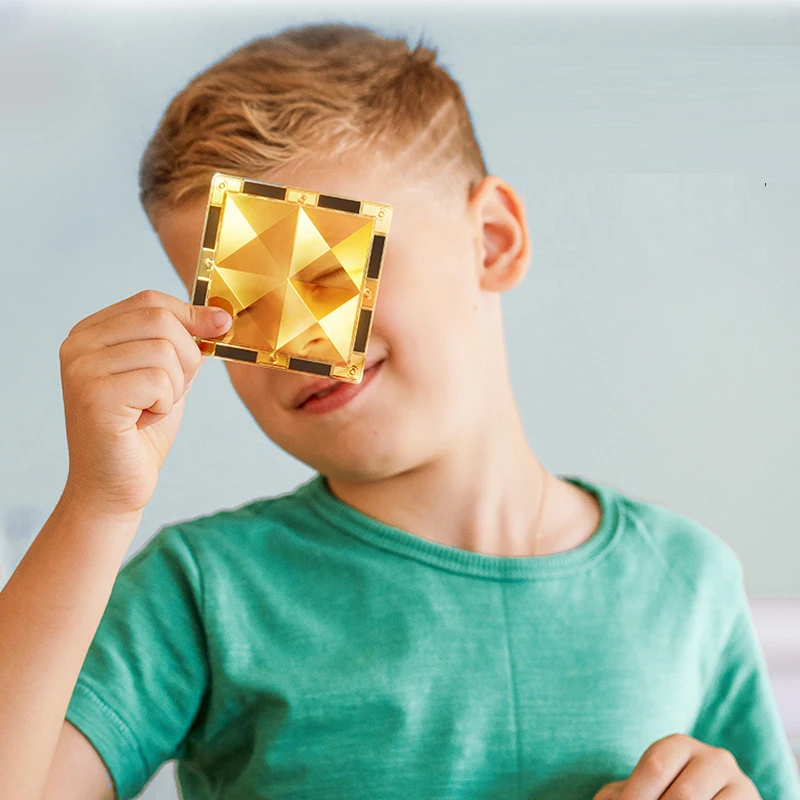 156PCS Diamond Sequin Light Magnetic Tiles Blocks Pipe Set Educational 3D Magnetic Puzzle Toy