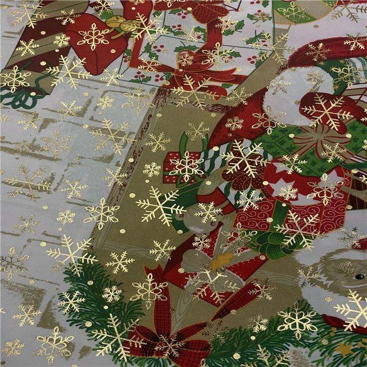 Lurex and Dew Drops Minimatt Print Fabric Christmas with Gold 100% Polyester Mini Matt Print Woven Dying Garments Yarn Dyed