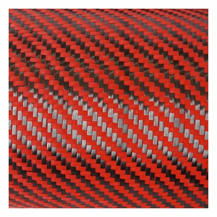 Red carbon aramid hybrid braid fabric fibre cloth