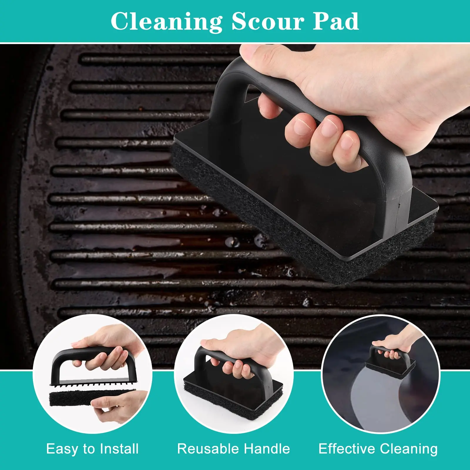 Bbq Grill Griddle Cleaning Brush Easy Holding Barbecue Grill Cleaning Brush For Cookware Pan
