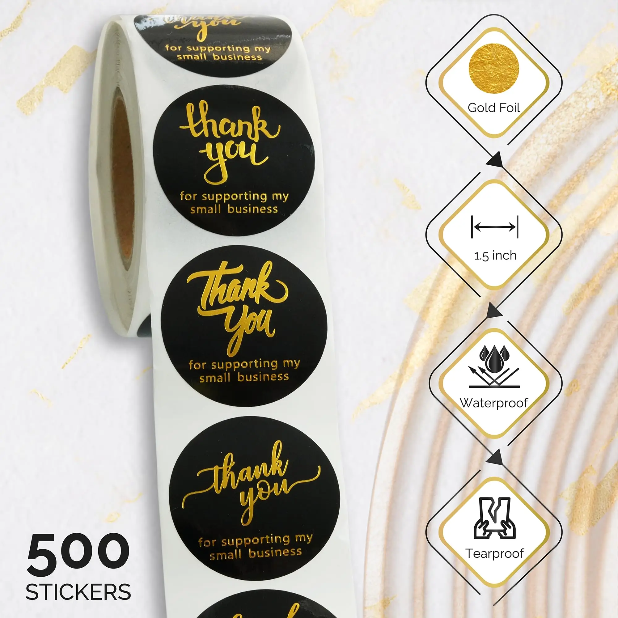 Custom Waterproof Thank You Labels Stickers for Sealed Packaging