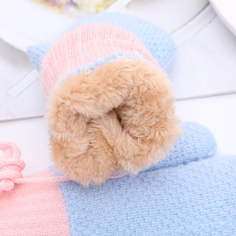 Solid Kids Winter Gloves Children Cold Weather Warm Stretchy Gloves Boys Girls Knit Gloves-0 to 3 years