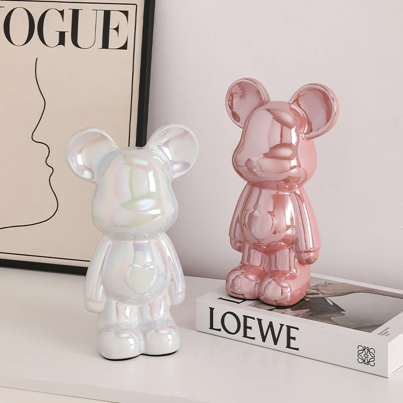 Bear Figurine Indoor Ornaments Animal Statue Electro-Plated Sculpture For Living Room Home Decoration