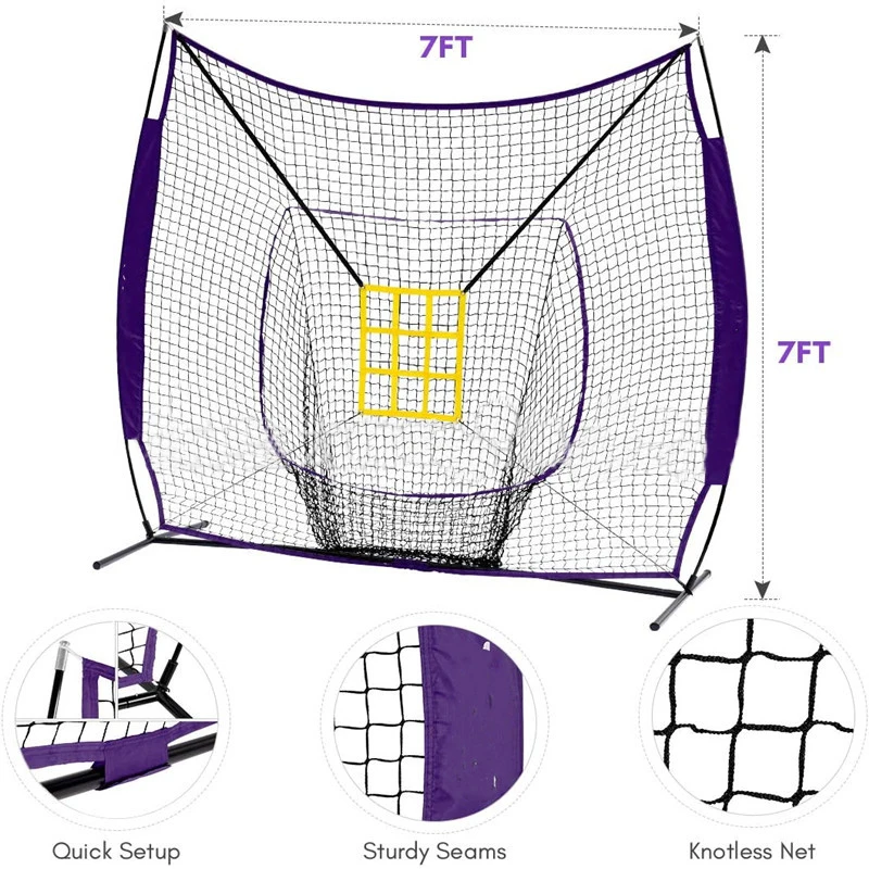 2022 Baseball T Block Ball Collector Indoor and Outdoor Baseball Practice Net 7X7 Baseball Net Batting Bullseye Combo Set