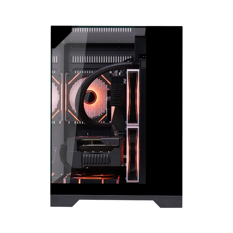Herder New Design RGB Fans Computer Cases & Towers Micro-ATX ITX PC Case Mid Tower Tempered Glass Cabinet Case