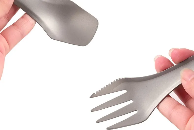 Light Weight 3 in 1 Camping Utensils Titanium Camping Combo Spoon Fork Knife