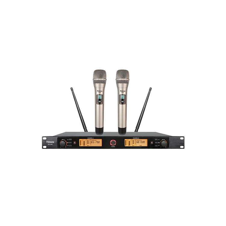 Thinuna UR-200 профессиональная двухканальная Беспроводная система UHF U-band портативная/Lavalier/гарнитура микрофон с ЖК-дисплеем