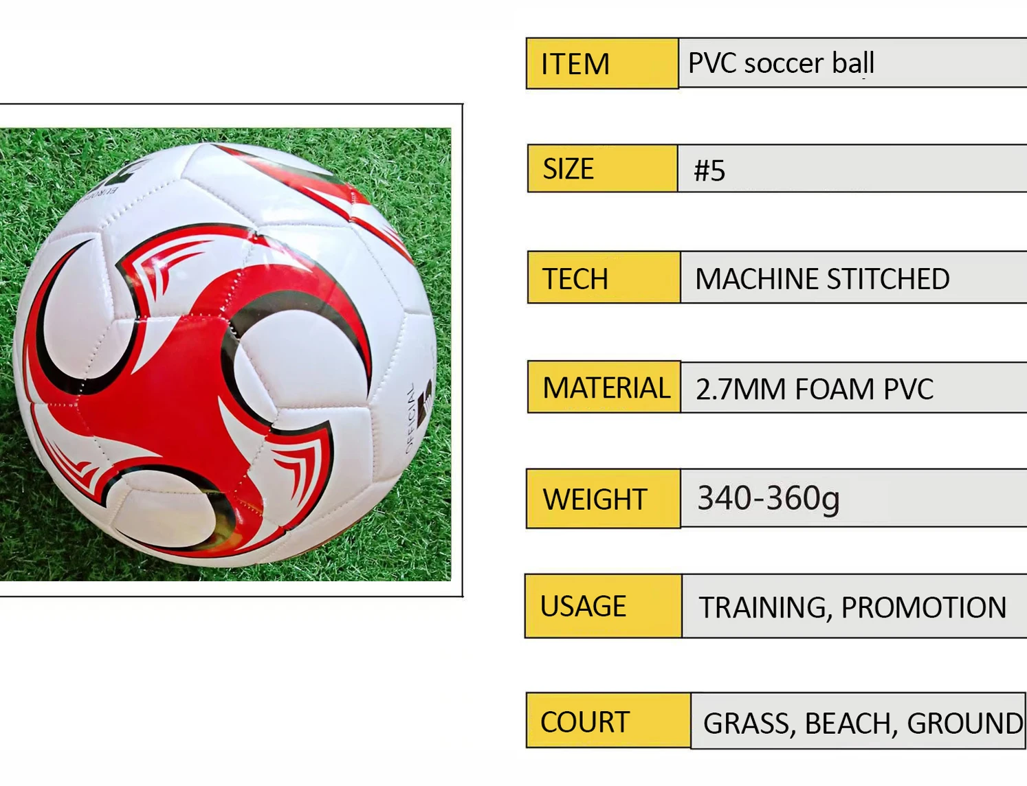 Stock Soccer balls foam PVC soccer ball standard size 5 football for promotional