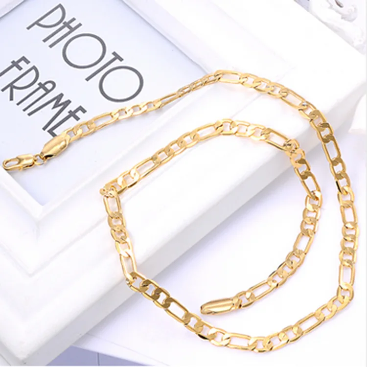 Fashion Brass Base Sterling Silver 925 2mm Figaro Chain