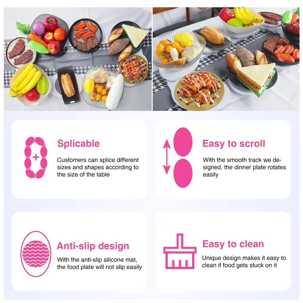 Portable Rotating Dining Table Tray Multi Functional Lazy Person Expandable Dining Table Turntable Circular Food Turntable