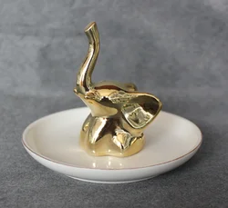 Luxury Porcelain Key Holder Ceramic Jewelry Ring Tray Decor Plate Creative 3D Animal Design Trinket Holder for Jewelry Organizer