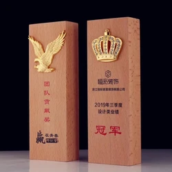 BM-1026   New design solid wooden trophy award with metal