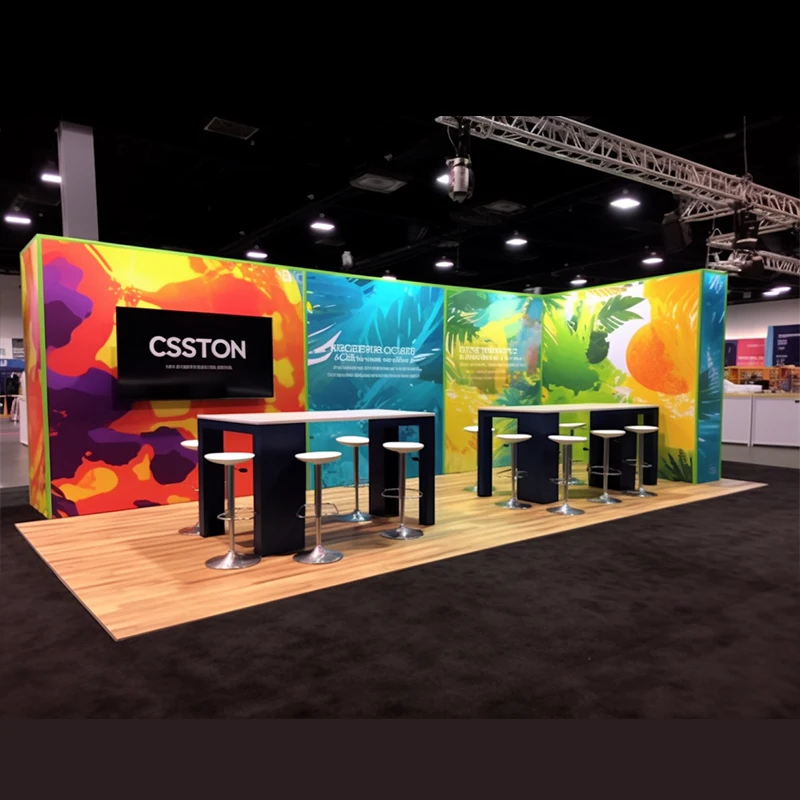 Unique Exhibition Booths Design Freestanding Double Sided Advertising Background Wall 10x20 Trade Show Booth