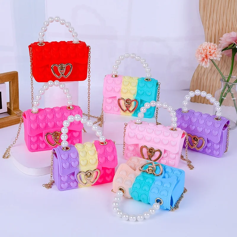 2023 Latest design Custom Women Girls Kid Daily Bag Cute Candy Color Kid Jelly Mini Handbag