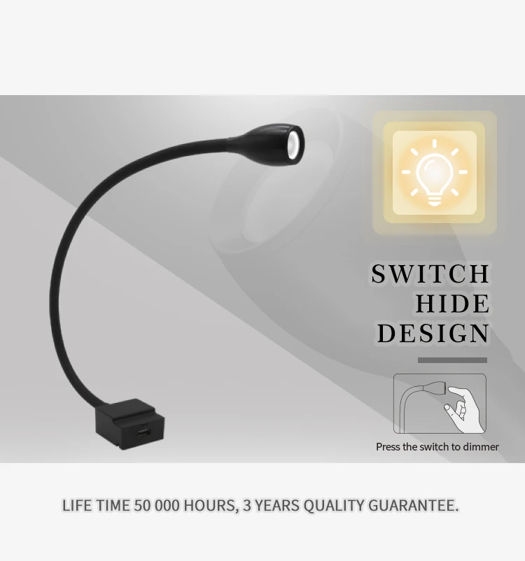 Jedver 12V 24V 3W Reading Light Hot Selling Dimmable Book Light For Night