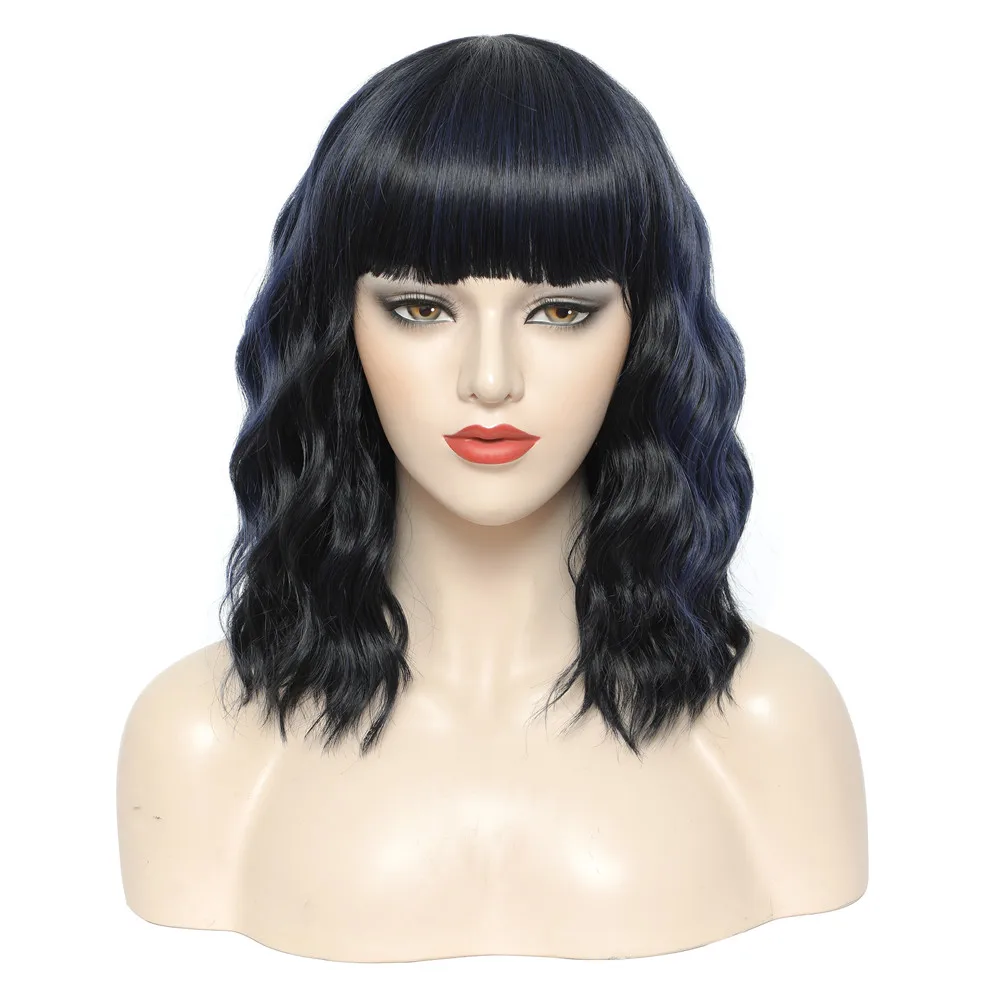 Hot sale amazon chemical fiber wigs high quality synthetic wig soft silk curly wave synthetic wig vendor