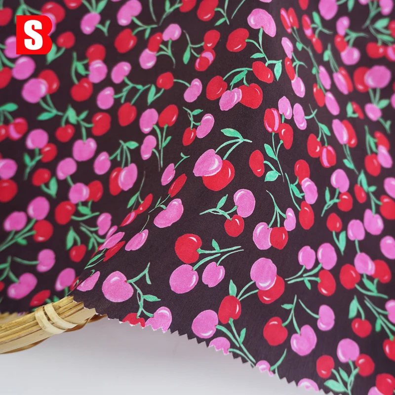 Bessi Textile Custom Digital Fashion Fruit Printed 85gsm 100% Lyocell Plain Soft Fabric For Dress