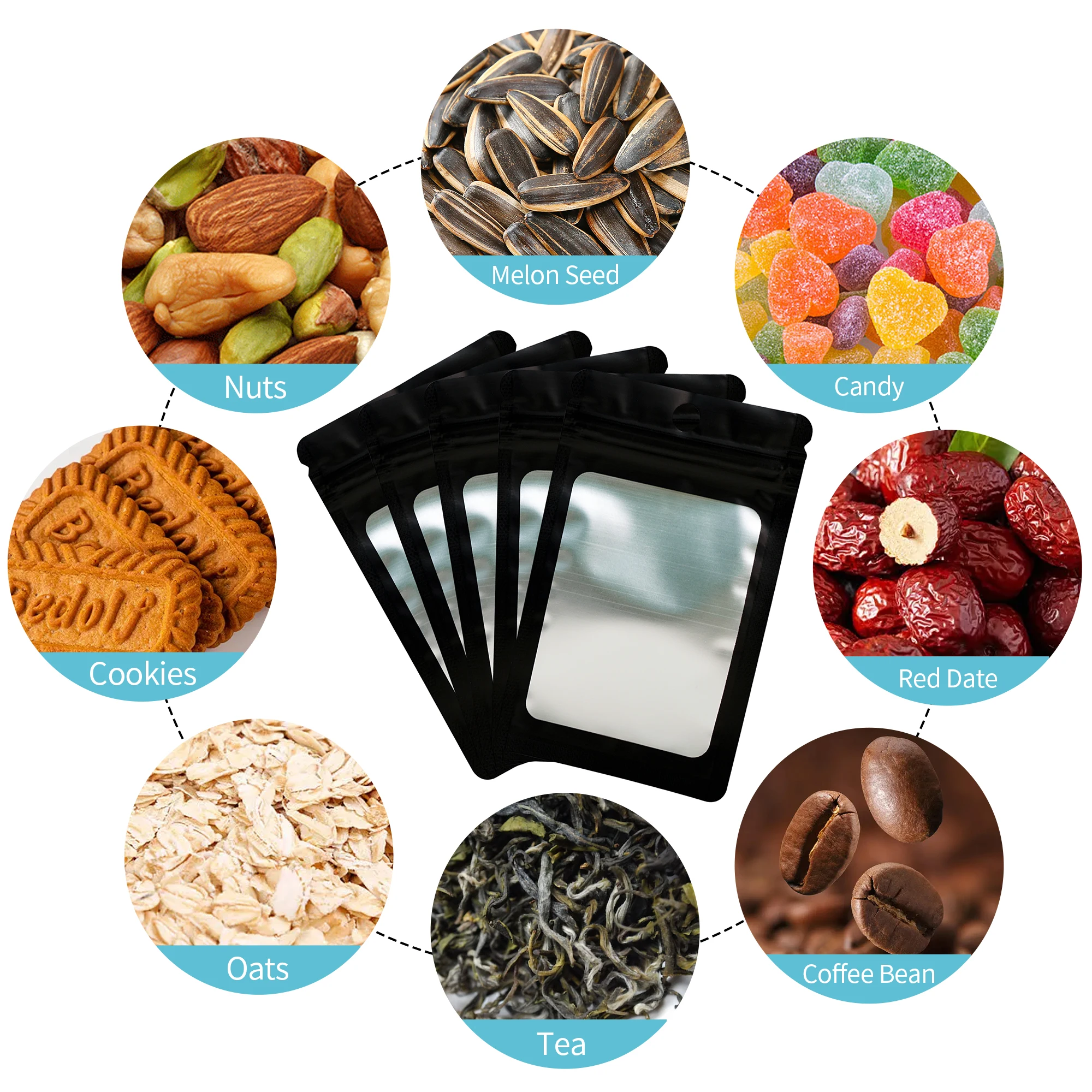 Custom Glossy Printed Heat Seal Packaging Mylar Pouch Laminated Aluminium Foil Food Storage Bags