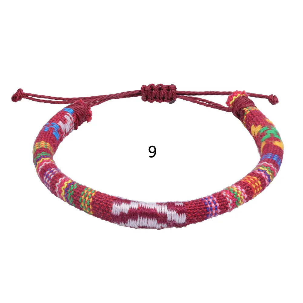 New Style Hand Made Custom Colored Irregular Flower Thread Woven Waxed Cotton Bracelet For Women Jewelry